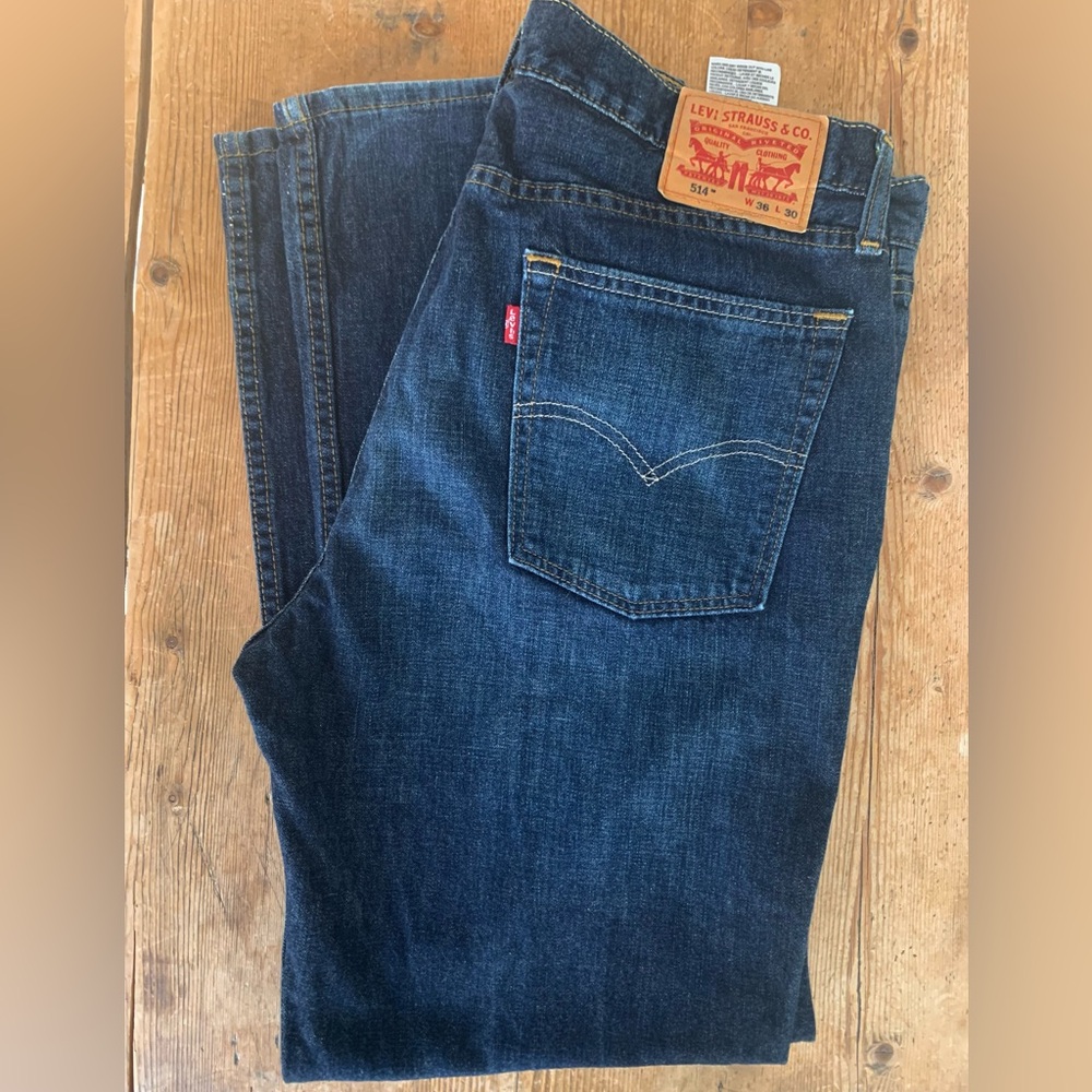 Men’s Levi's 514 Dark Indigo Straight Leg mid weight Jeans 36x30